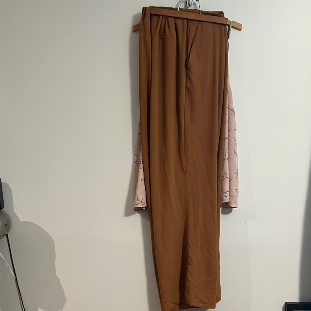 Elegant Tan Wide Leg Women's Pants